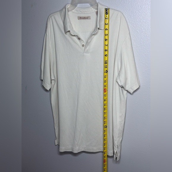 Tommy Bahama Men Stripe Beige Tan Yellow Polo Shirt size XL - Picture 6 of 8
